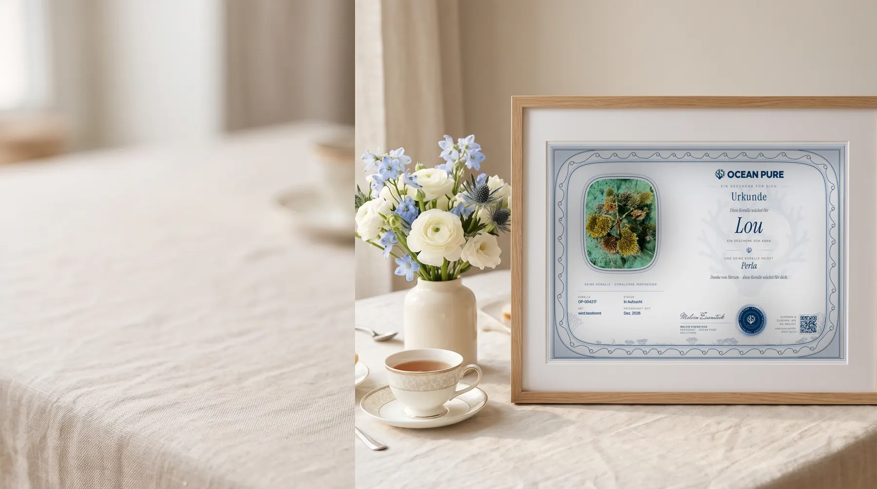 Coral card as a thank-you